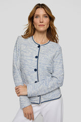 CONTRASTING PIPING TEXTURED JACKET