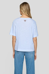FRONT PRINT RHINESTONE DETAILS T-SHIRT