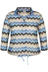 CHEVRON PRINT BUTTON FRONT BLOUSE