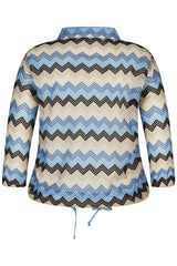 CHEVRON PRINT BUTTON FRONT BLOUSE