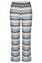CHEVRON PRINT WIDE LEG TROUSERS