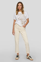 EMBELLISHED LEOPARD MOTIF SHORT?SLEEVE SWEATER