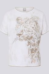 EMBELLISHED LEOPARD MOTIF SHORT?SLEEVE SWEATER