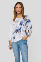 ABSTRACT BRUSHSTROKE PRINT SWEATER