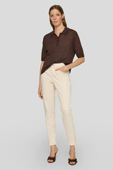 SHORT SLEEVES LINEN POLO SWEATER