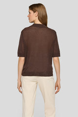 SHORT SLEEVES LINEN POLO SWEATER