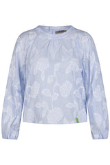 LIGHT BLUE FLORAL LONG SLEEVE BLOUSE