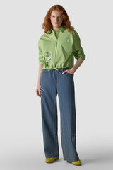 DRAWSTRING STRIPED BLOUSE