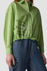 DRAWSTRING STRIPED BLOUSE