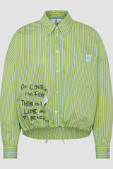 DRAWSTRING STRIPED BLOUSE
