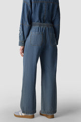 FRAYED APPLIQUES WIDE-LEG JEANS