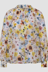 FLORAL PRINT STAND-UP COLLAR BLOUSE