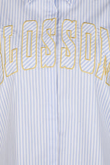 EMBROIDERED STRIPED BUTTON-UP SHIRT