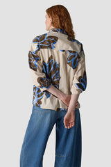 FLORAL PRINT SHIRT COLLAR BLOUSE