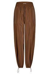 BROWN DRAWSTRING WIDE-LEG TRACK TROUSERS