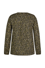 BLACK ANIMAL PRINT V-NECK BLOUSE