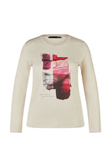 WHITE PRINTED LONG SLEEVE T-SHIRT