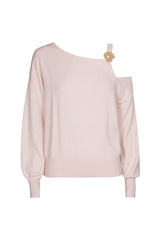 PINK SHOULDER EFFECT LUREX PULLOVER