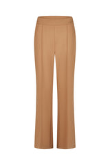 BROWN FLARE ELASTIC WAIST TROUSERS