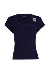 BLUE SHOULDER EFFECT FITTED PULLOVER
