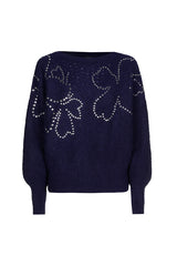 BLUE STUDS COSY LOOSE-FITTING SWEATER