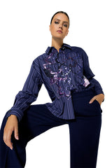 SEQUINS OVERSIZED COTTON SHIRT