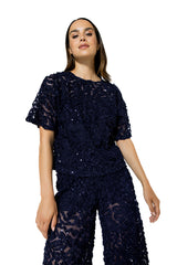 SEQUINS SHEER SHORT TOP