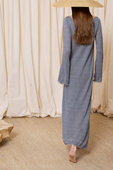BLUE LUREX MIDI DRESS