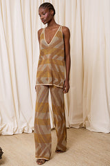 GOLD MULTICOLORED LUREX TROUSERS