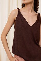 CHOCOLATE CONTRAST STRAP TOP