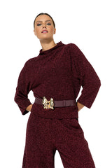 RED LUREX COMFORTABLE SHORT TOP