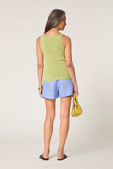LIME GREEN MOTTLED COTTON TANK TOP