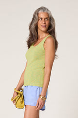 LIME GREEN MOTTLED COTTON TANK TOP