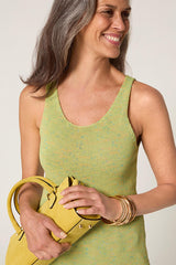 LIME GREEN MOTTLED COTTON TANK TOP