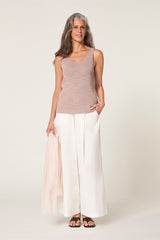 HEATHER BEIGE MOTTLED COTTON TANK TOP