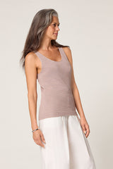 HEATHER BEIGE MOTTLED COTTON TANK TOP