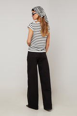 WHITE STRIPED SHORT SLEEVE T-SHIRT