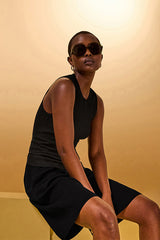 BLACK RIBBED SLEEVELESS SWEATER