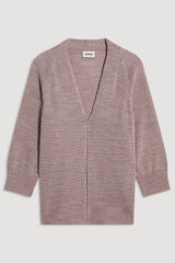 HEATHER BEIGE MOTTLED COTTON OPEN-FRONT CARDIGAN