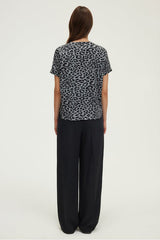 GINETTA GREY PRINTED V-NECK T-SHIRT