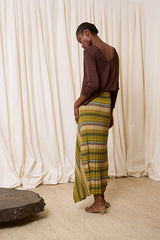 GREEN STRIPED SKIRT