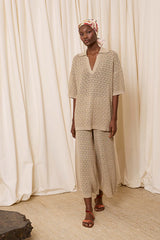 STONE-PATTERNED OPENWORK TROUSERS