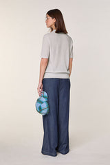 WHITE SHORT SLEEVED EMBROIDERED MERINO WOOL POLO