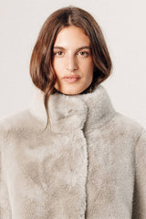 BEIGE FAUX FUR JACKET