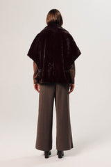 BROWN FAUX FUR CAPE