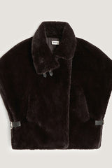 BROWN FAUX FUR CAPE