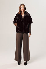 BROWN FAUX FUR CAPE