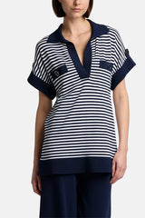 CAIO KNIT STRIPED POLO SWEATER