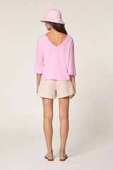 CANDY PINK SHORT-SLEEVE PULLOVER