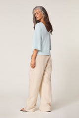 AQUA BLUE SHORT-SLEEVE PULLOVER